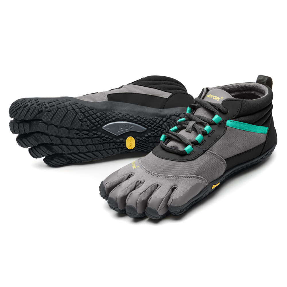 Vibram Fivefingers V-Trek Insulated Womens Hiking Shoes Black/Grey/Green Australia (ANH753012)